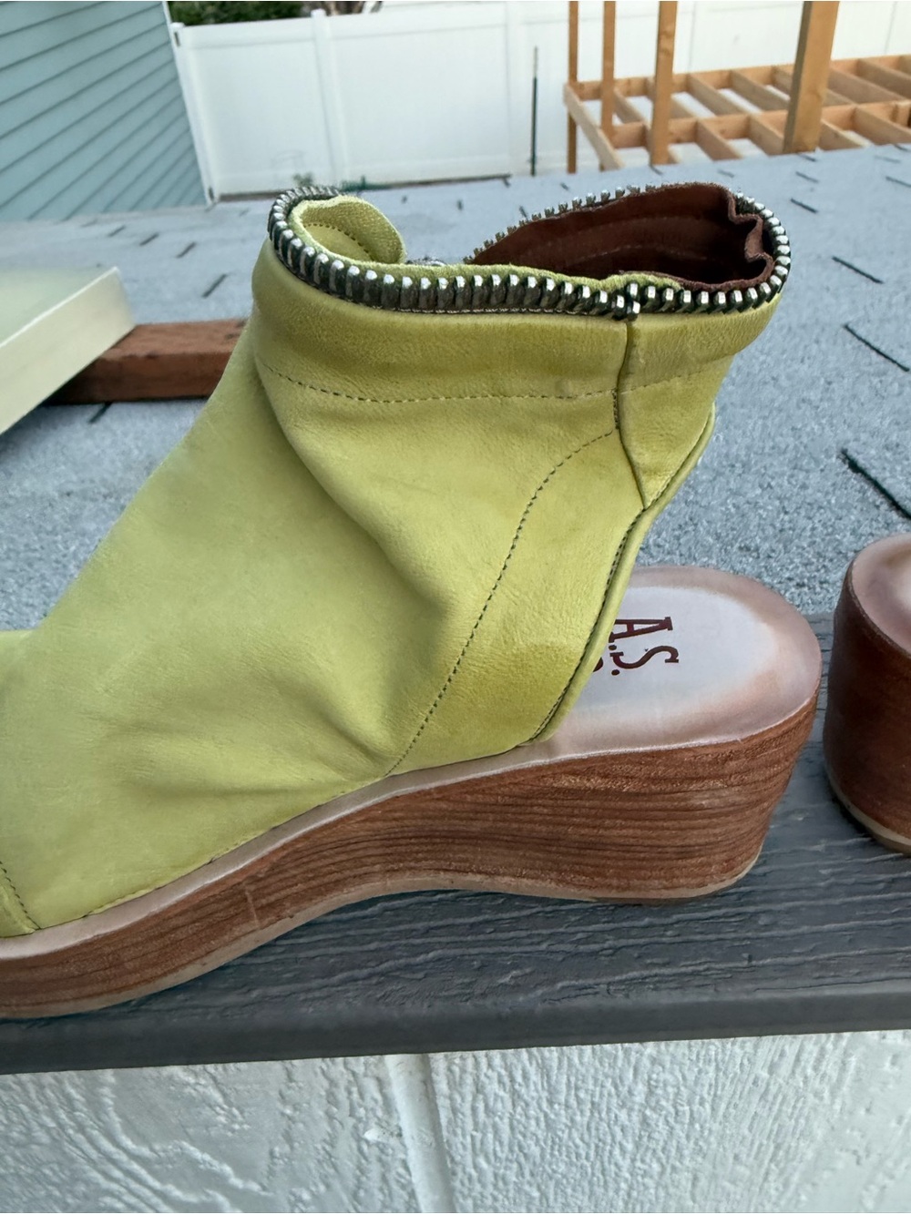 A.S.98 Yellow Open-Toe Zip Wedge Sandals - Picture 6 of 16